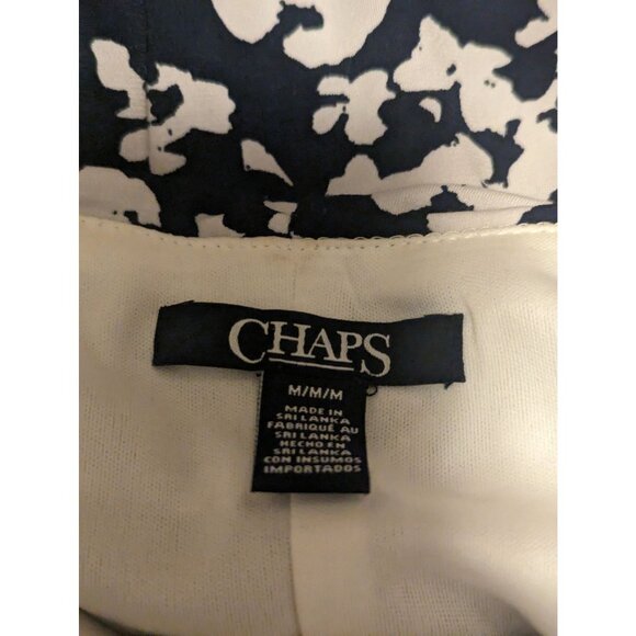 Chaps Women's Sheath Style Dress Navy Abstract Splatter Print Side Ruching Sz M - Picture 8 of 10